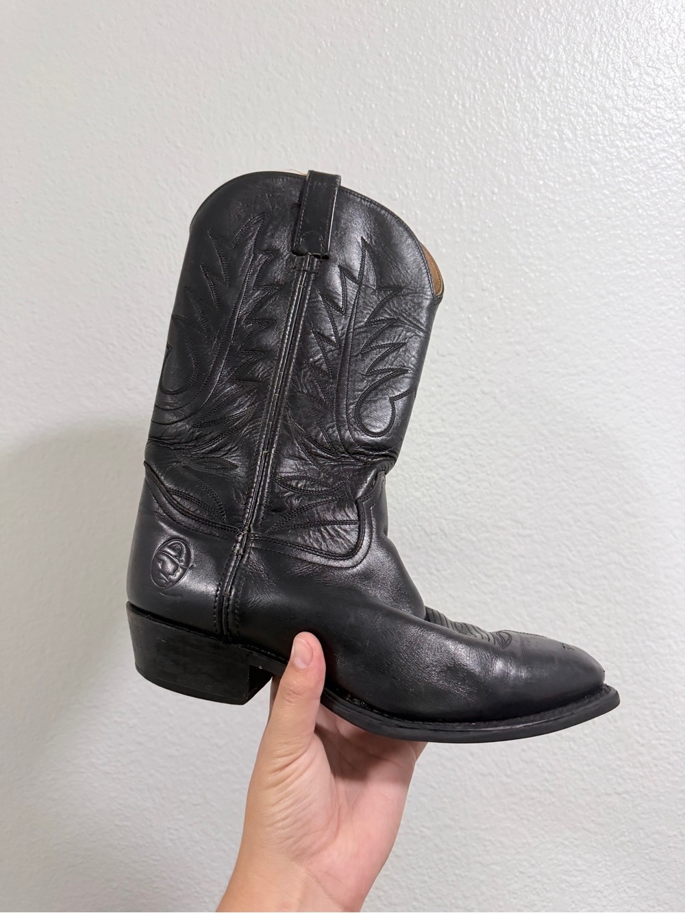 Black Leather Western Cowboy Boot - Men